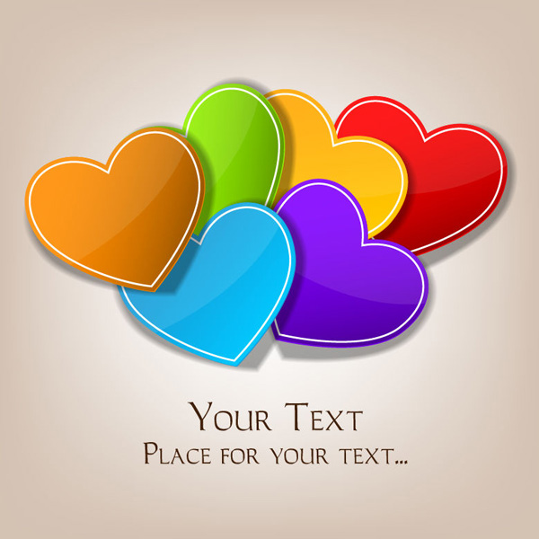 Colorful Paper Hearts Valentine's Background vector valentines valentine's day simple paper hearts hearts free download free colorful card background   