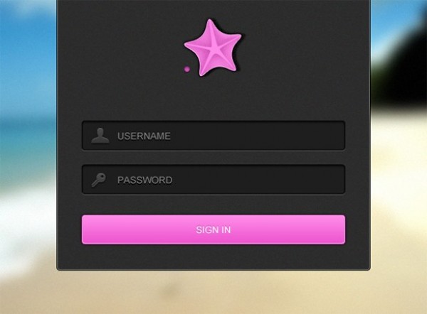 Dark Login Form with Hot Pink Effects PSD web unique ui elements ui stylish signin quality psd panel original new modern login form login interface icons hot pink hi-res HD fresh free download free form elements download detailed design dark creative clean button box black   