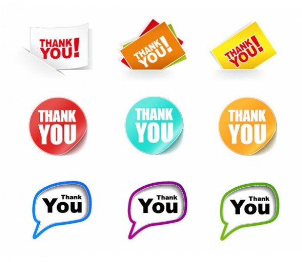 Thank You Stickers Clouds Pockets Vector Set web unique ui elements ui thanks thank you card thank you stylish sticker simple quality pocket original new modern interface hi-res HD fresh free download free elements download detailed design curled sticker creative cloud clean   
