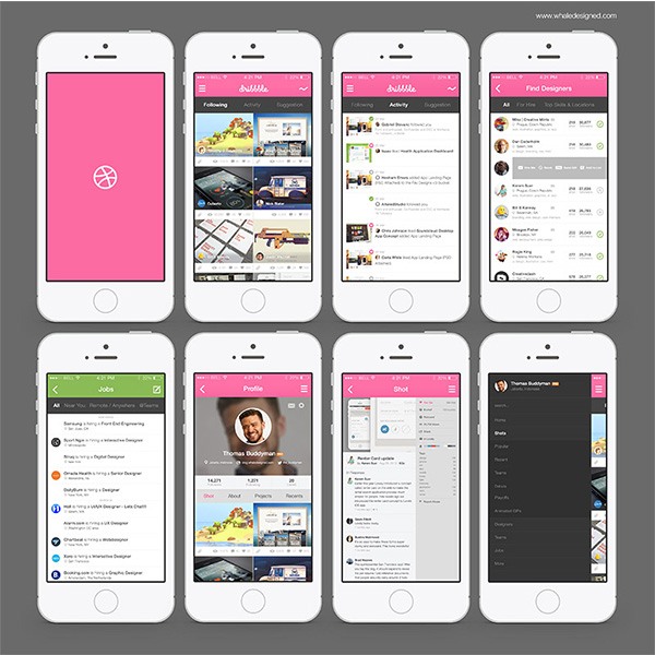 8 Dribbble App Mobile Screens Pack ui elements ui set screen mobile layout free download free dribbble screen dribbble app screen dribbble app   