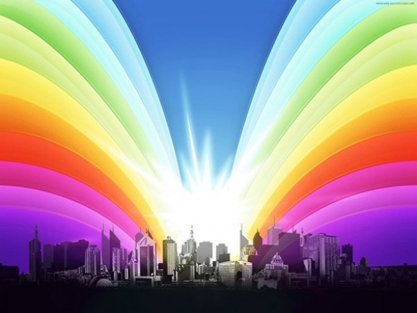 Colorful Urban Skyline Illustration PSD web urban unique ui elements ui stylish skyline simple rainbow quality psd original new modern interface hi-res HD fresh free download free elements download detailed design creative clean cityscape city background   