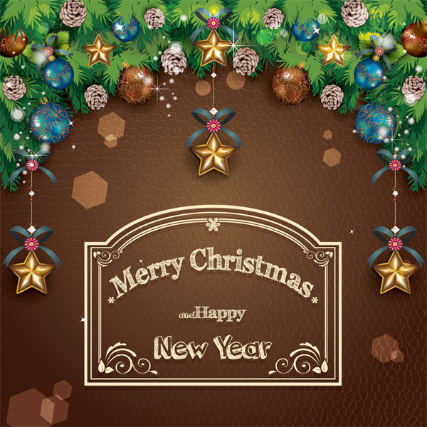 Merry Christmas Decorated Poster Card wreath vector poster free download free decorations christmas card background   