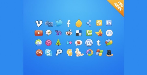 34 Yummy Colorful Social Media Icons PSD web unique ui elements ui tabs stylish social icons social simple set quality pack original new networking modern interface icons hi-res HD fresh free download free elements download detailed design creative clean bookmarking   