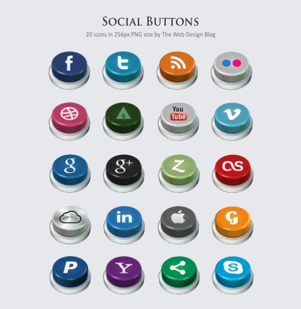 20 Immaculate 3D Social Media Buttons Set web unique ui elements ui stylish social set round quality png original new networking modern media interface hi-res HD fresh free download free elements download detailed design creative colorful clean bookmarking 3d   