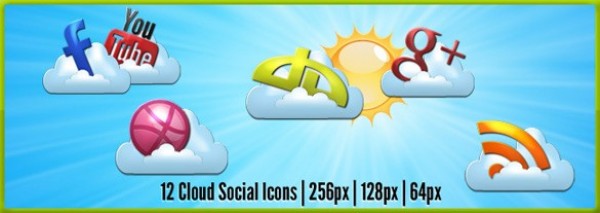 12 Cheerful Cloud Social Media Icons Set PNG web unique ui elements ui stylish social set quality png original new networking modern media interface icons hi-res HD fresh free download free elements download detailed design creative cloud clean bookmarking   