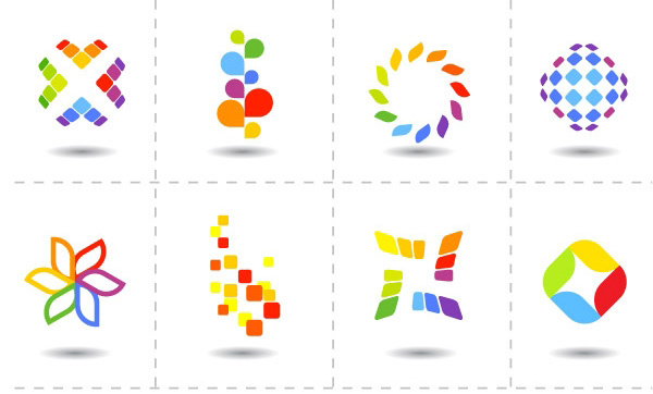 8 Colorful Logo Design Elements Vector Set vector shapes set logotypes logos logo leaves geometric free download free design elements bubbles   