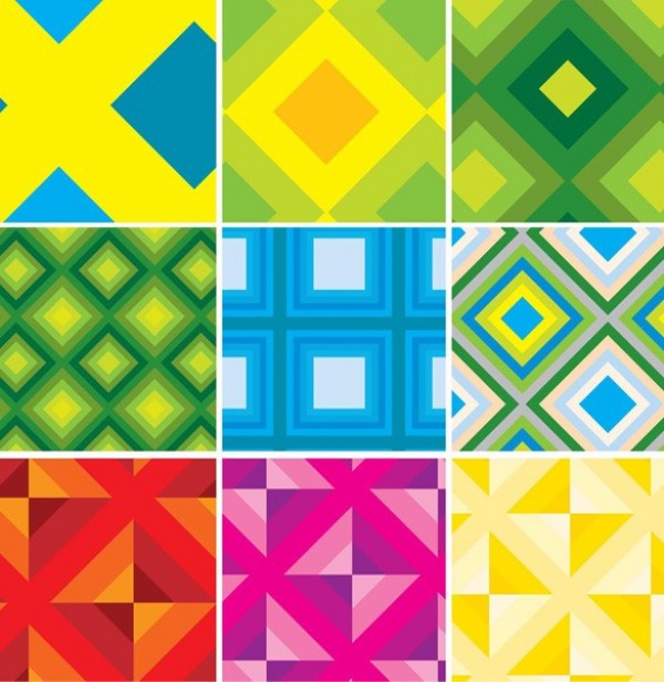 9 Geometric Retro Tile Patterns Vector Set web vector unique tileable tile stylish squares seventies set seamless retro quality pattern original illustrator high quality graphic fresh free download free download design creative background abstract 70's   