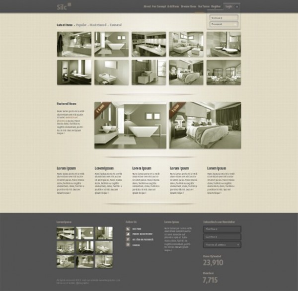 Silc Sepia Product Website Template PSD website web unique ui elements ui template stylish silc sepia quality psd product original new modern interface images hi-res header HD fresh free download free footer elements download detailed design creative clean   