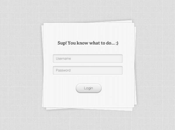 Clean Stacked Paper UI Login CSS/HTML web unique ui elements ui textured stylish stacked paper signin quality panel original new modern minimal mini login form login box login little light interface html hi-res HD fresh free download free form elements download detailed design css creative coded clean   