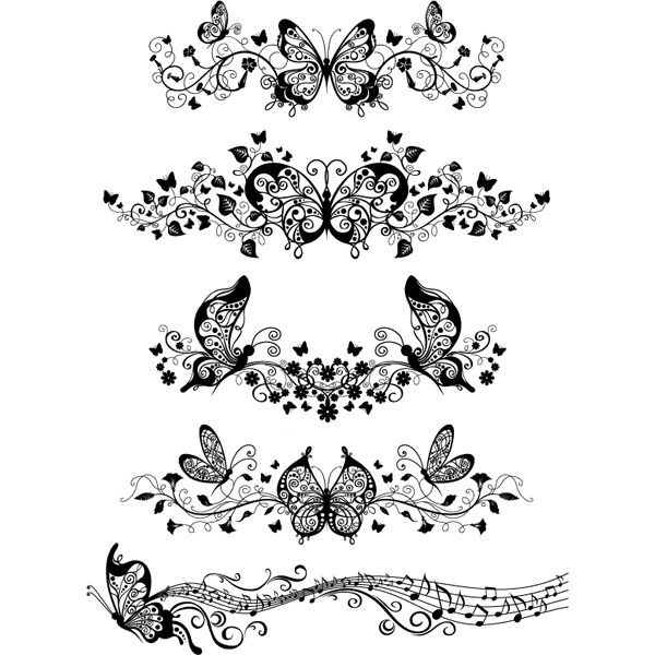 Decorative Floral Butterfly Flourishes Set web vector unique ui elements swirls stylish set quality ornamental original new interface illustrator high quality hi-res HD graphic fresh free download free flourish floral elements floral eps elements download detailed design decorative creative butterfly butterflies   