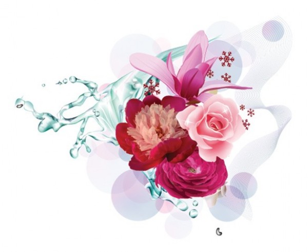 Delicate Floral Splash Abstract Vector Background web water splash vector unique stylish rose quality pink original lily illustrator high quality graphic fresh free download free flowers floral eps download design creative background abstract   