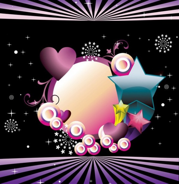 Colorful Stars Hearts Abstract Vector Background web vector unique ui elements stylish stripes stars quality purple original new interface illustrator high quality hi-res hearts HD graphic fresh free download free elements download detailed design creative colorful circle black banner background abstract   