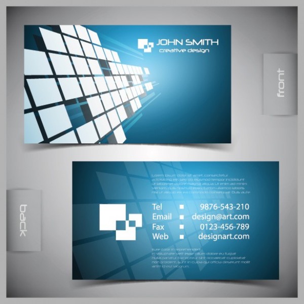 Blue Futuristic Business Card Vector Template web visiting vector unique ui elements template stylish quality presentation original new modern interface illustrator high quality hi-res HD graphic futuristic front fresh free download free elements download detailed design creative card business card business blue back   