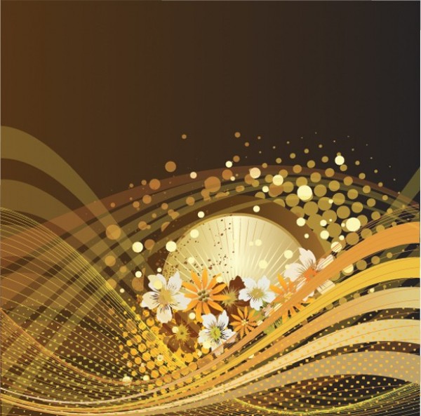 Golden Wave Floral Vector Background 6969 web waves vector unique ui elements stylish ribbons quality original new lines interface illustrator high quality hi-res HD graphic golden gold fresh free download free floral festive eps elements download dots detailed design curves creative circle christmas background   