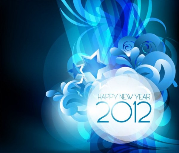 Gleaming Blue New Year 2012 Vector Design web vector unique stylish stars starry quality original new year 2012 new year new illustrator high quality graphic fresh free download free download design creative celebration blue background abstract 2012   