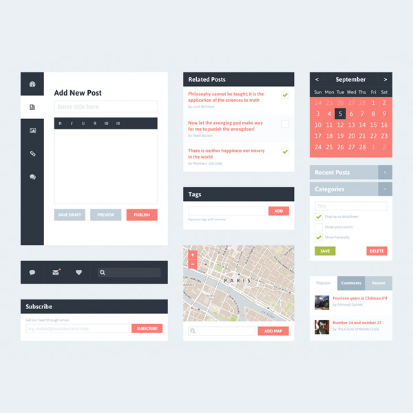 Fantastic Flat UI Blog Elements Kit PSD white web unique ui elements ui tags stylish quality psd. set post entry original orange new nav bar modern minimal map interface hi-res HD fresh free download free flat ui elements flat elements download detailed design creative comments clean calendar blog ui elements blog black   
