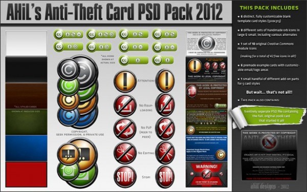 AHiL Anti-Theft Copyright Pack PSD web warning box warning unique ui elements ui templates stylish set quality psd pack original new modern modal interface hi-res HD fresh free download free elements download detailed design creative commons button creative copyright clean cc buttons cards anti theft alert   