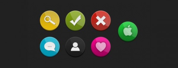 7 Round Glossy Web UI Buttons Set PSD web unique ui elements ui stylish simple round quality psd original new modern interface icon hi-res HD fresh free download free elements download detailed design creative clean buttons apple   