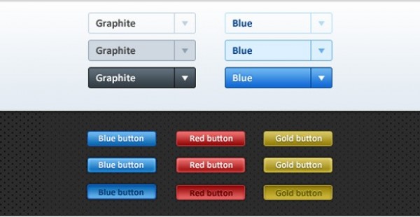 Amazing Standard & Dropdown Buttons Buttons Set PSD web unique ui elements ui stylish states set red quality psd original new modern interface hi-res HD grey graphite gold fresh free download free elements dropdown buttons download detailed design creative colors clean buttons blue   