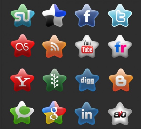 16 Starry Social Media Icons Set PNG/PSD web unique ui elements ui stylish starry social media social simple set quality psd png pack original new networking modern interface icons hi-res HD glossy fresh free download free elements download detailed design creative clean bookmarking   