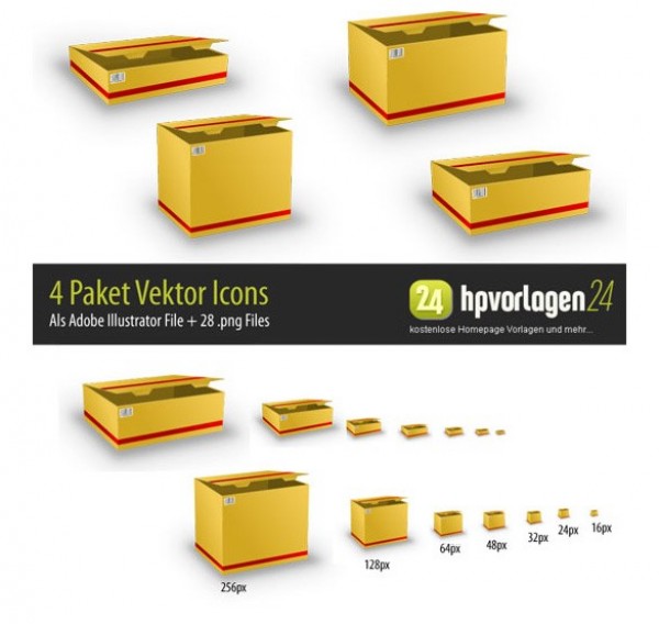4 Delivery Packets Vector Set yellow web vector unique ui elements stylish quality packets packages original new interface illustrator high quality hi-res HD graphic fresh free download free elements download detailed design delivery packets delivery box creative courier box   