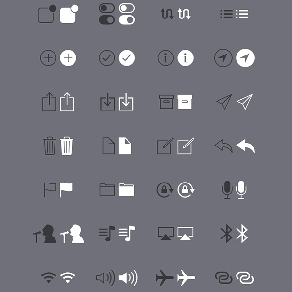 52 iOS System Line Icons Set white ui elements ui set line ios icons set ios icons icons free download free black   
