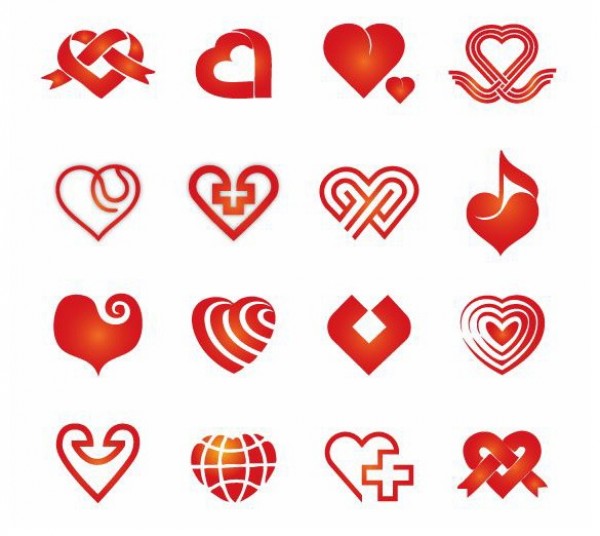16 Red Abstract Vector Hearts Icon Collection web vector unique ui elements stylish set quality original new music note interface illustrator icons high quality hi-res hearts heart HD graphic globe fresh free download free eps elements download detailed design cross creative collection abstract heart abstract   