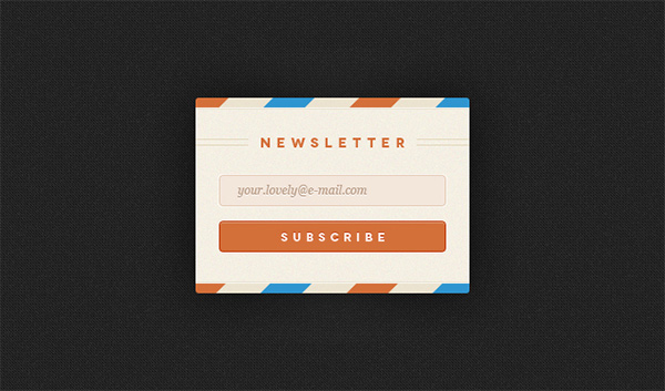 Airmail Style Newsletter Sign-up Form subscribe signup sign up retro register orange newsletter signup form newsletter free form envelope airmail   
