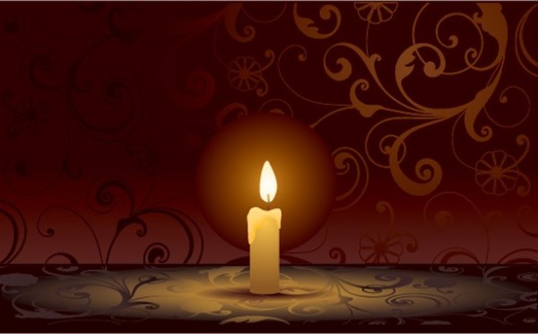 Romantic Lit Candle on Decorative Background web vector unique ui elements stylish romantic quality original new lit candle lit interface illustrator high quality hi-res HD graphic fresh free download free floral flame eps elements download detailed design decorative dark creative candle background   