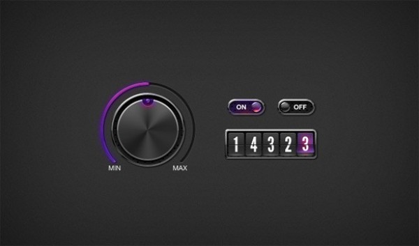 Sleek Dark Web UI Knob & Counter Set PSD web unique ui elements ui switches stylish set round quality psd original on off new modern knob interface hi-res HD fresh free download free elements download detailed design dark creative counter control clean   