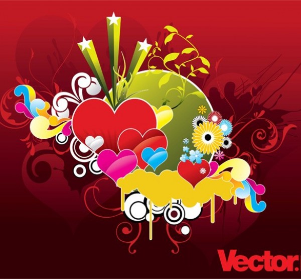 Lovely Abstract Floral Heart Vector Background web vector unique ui elements stylish quality original new interface illustrator high quality hi-res hearts HD graphic fresh free download free flowers floral elements download detailed design creative background abstract   