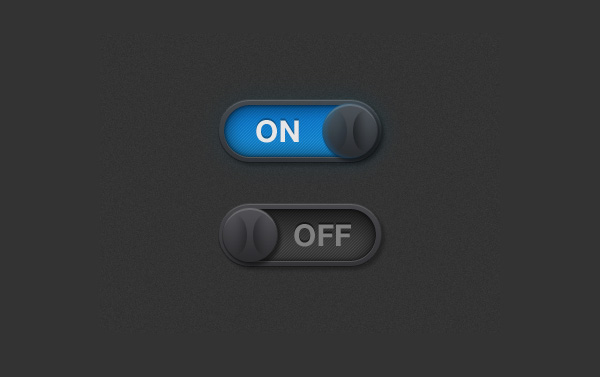 Dark Retina iOS On/Off Toggle Switches PSD web unique ui elements ui toggles switches switch stylish retina quality psd original on/off switches on off new modern ios interface hi-res HD fresh free download free elements download detailed design dark creative clean   