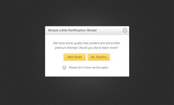 Simple Little Notification Modal Box PSD web unique ui elements ui stylish quality psd original notification new modern modal message interface inset hover hi-res HD fresh free download free form elements download detailed design creative clean box   