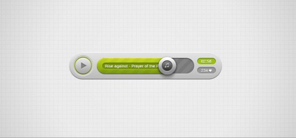 Sleek Modern Audio Player Interface PSD web unique ui elements ui stylish simple quality player original new modern interface hi-res HD grey green gray fresh free download free elements download detailed design creative clean audio player   