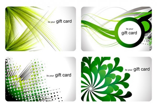 4 Green Nature Gift Card Vector Set web vector unique ui elements stylish set quality original new nature leaves interface illustrator high quality hi-res HD green grass graphic gift card fresh free download free elements download detailed design creative card background   