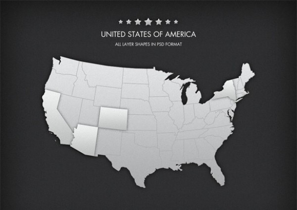 Perfect Vector USA Map Individual States PSD web vector usa map usa map states usa map usa us map unique ui elements ui stylish states silhouette quality psd original new modern interface hi-res HD fresh free download free elements download detailed design creative clean   