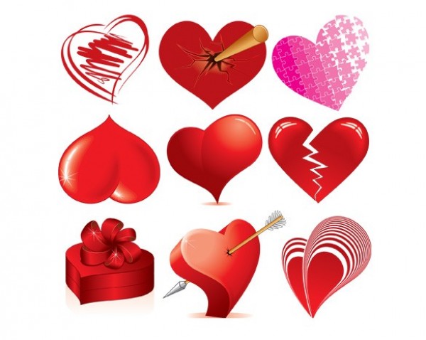 9 Bright Creative Heart Styles Vector Icons  Set web vector unique ui elements stylish stabbed heart red heart quality original new interface illustrator icons icon high quality hi-res heart box heart HD graphic fresh free download free elements download detailed design creative broken heart arrow heart   