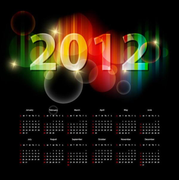 Sparkly 2012 calendar vector vector sparkly photoshop resources glowing calendar 2012   