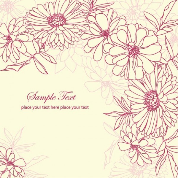 Delicate Hand Drawn Floral Art Vector Background web vector unique stylish quality original illustrator high quality hand drawn graphic fresh free download free flowers floral eps download design dainty creative background artwork art   