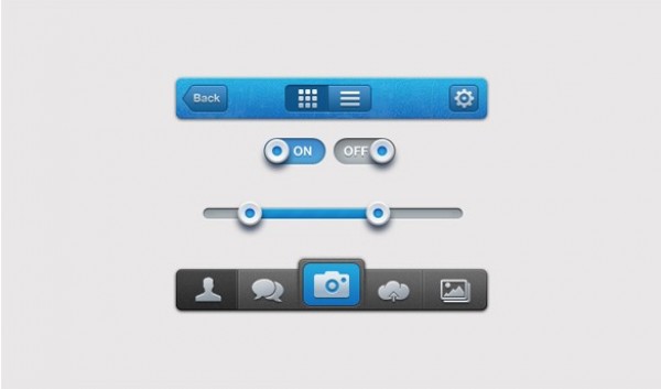 Immaculate iPhone UI Elements Kit PSD web unique ui kit ui elements ui tools icon toggles stylish quality psd progress bar original new navigation modern kit iphone ui iphone kit iPhone gui interface icons hi-res HD grid/view grey fresh free download free elements download detailed design creative clean blue back button   