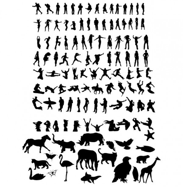 Action Animal & People Silhouettes Pack web vector unique ui elements stylish silhouette quality people. action people silhouettes pack original new interface illustrator high quality hi-res HD graphic fresh free download free elements download detailed design creative animal silhouettes   