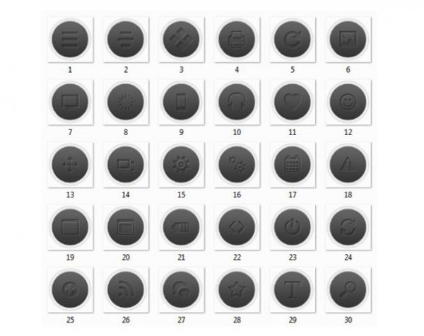 30 Dark Circular Inset Icons Set PNG web unique ui elements ui stylish set round quality png pack original new modern interface inset icons hi-res HD grey fresh free download free elements download detailed design dark creative clean circular   