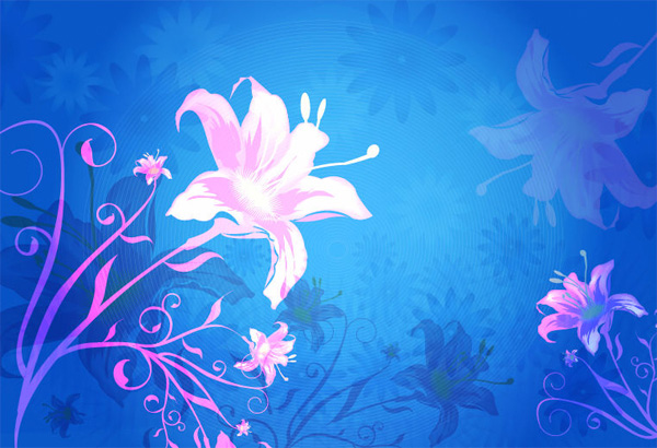 Blue Pink Soft Floral Vector Background web vector unique ui elements subtle stylish shadows quality original new interface illustrator high quality hi-res HD graphic fresh free download free flowers floral eps elements download detailed design delicate creative blue background abstract   