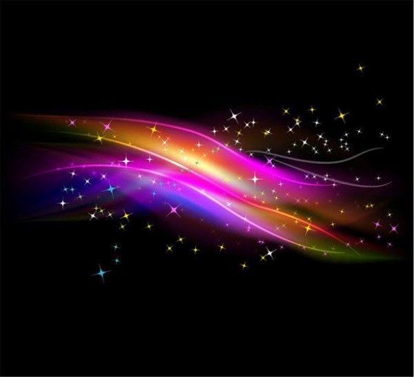 Starry Neon Sky Abstract Vector Background web vector unique stylish streaks stars quality original neon lights illustrator high quality graphic fresh free download free download design creative colors black background aurora borealis   