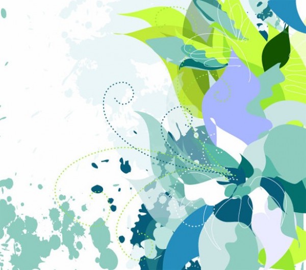 Splash Abstract Floral Art Vector Background web vector unique ui elements swirls stylish splashes quality petals original new leaves interface illustrator high quality hi-res HD green graphic fresh free download free floral design floral background floral elements download detailed design creative blue art abstract   