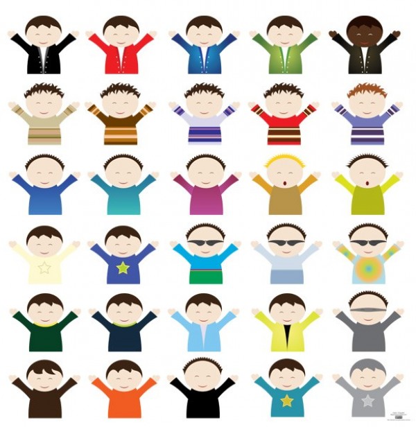 30 Happy Kid/Boy Avatar Icons Vector Set web vector unique ui elements stylish quality png pdf original new kids kid interface illustrator icon high quality hi-res HD graphic fresh free download free elements download detailed design creative child boy avatar   