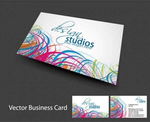 Cool Lines Abstract Business Card Template web vector unique template stylish quality original new lines illustrator high quality graphic front fresh free download free download design creative company colorful business card back abstract   