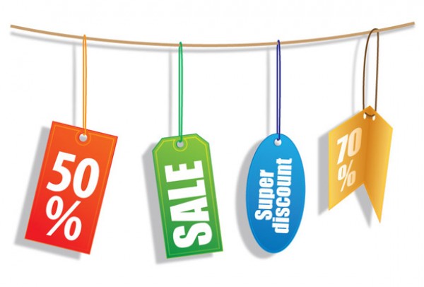 4 Fun Sales Tags yellow tags sales psd pop photoshop orange illustratrot free vectors free downloads discounts cheerful cdr blue badges ai activity   