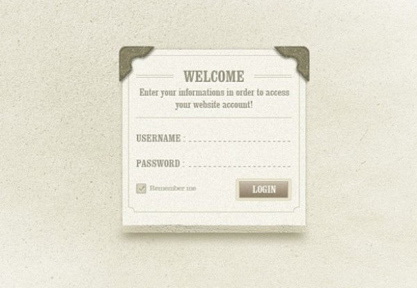 Natural Toned Tabbed Login Form PSD web unique ui elements ui textured tabs stylish quality psd panel original new natural modern login interface hi-res HD fresh free download free form field elements download detailed design creative clean box admin panel admin   