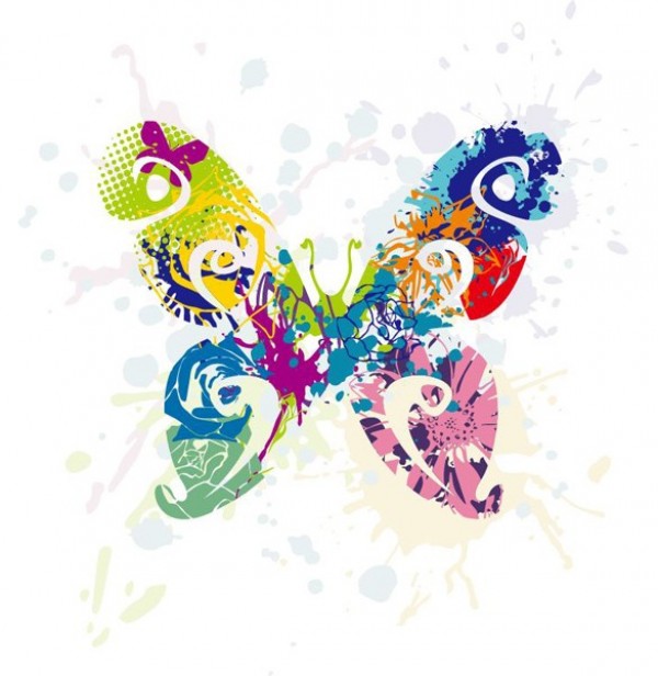 Abstract Pattern Butterfly Vector Background web vector unique ui elements swirls stylish splatter quality pattern original new interface illustrator high quality hi-res HD halftone graphic fresh free download free floral eps elements download dotted detailed design creative colorful butterfly background abstract butterfly   